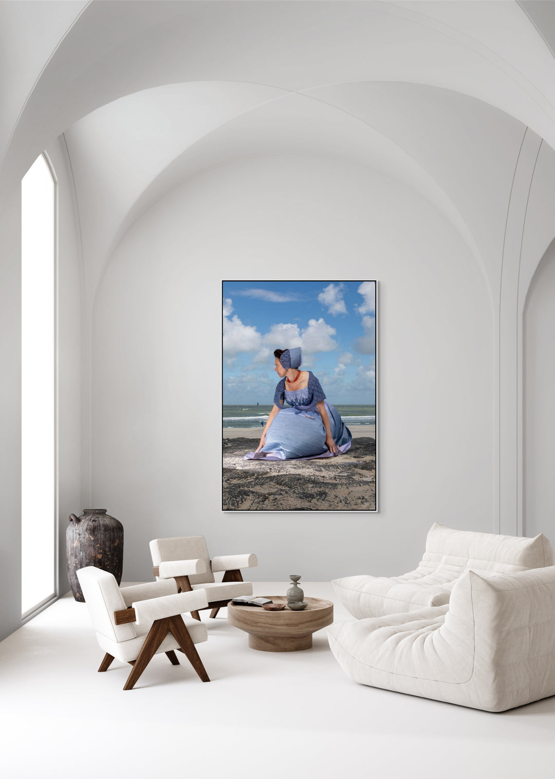 muurdecoratie, fotografie, Rem van Den Bosch, wall art, moderne Walcherse zeedracht op de dijk bij Westkapelle 