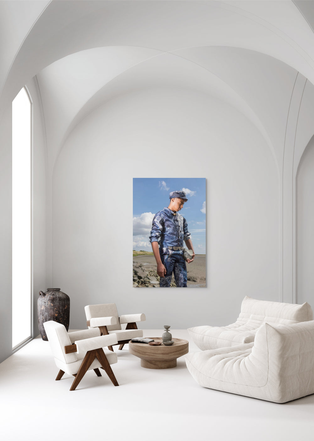 muurdecoratie, wandkunst, fotografie Rem van Den Bosch, fotografie Sheyrano in moderne Walcherse mannendracht 