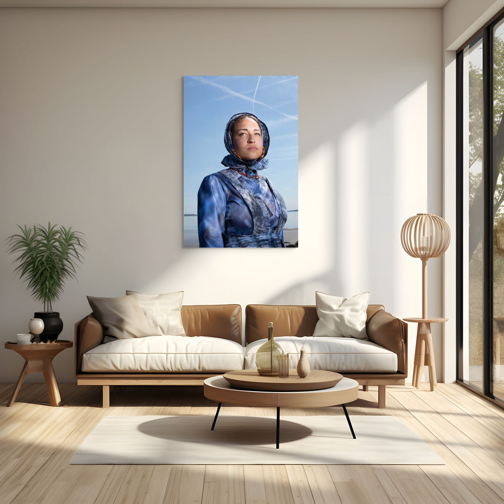Mock up portret  Cadzandse dracht in blauw 