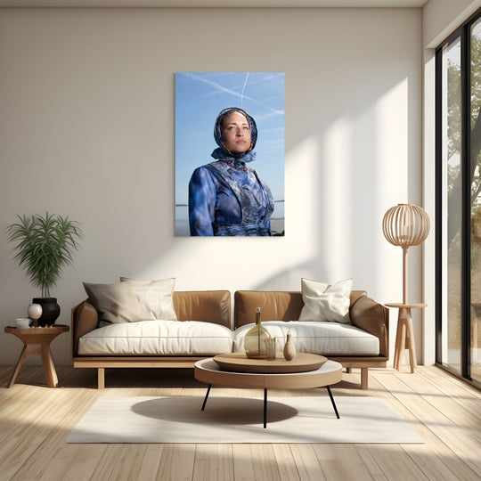 Mock up portret  Cadzandse dracht in blauw 